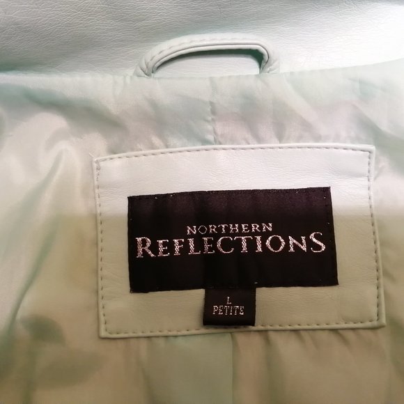 Mint Green Pleather Jacket Petite Large - Picture 3 of 3